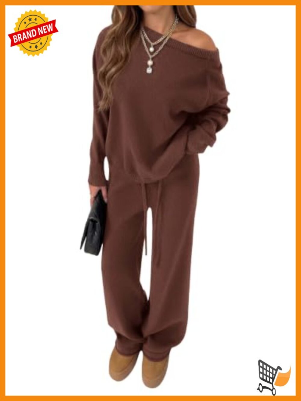 Two Piece Sweater Lounge Set Wide Leg Pants